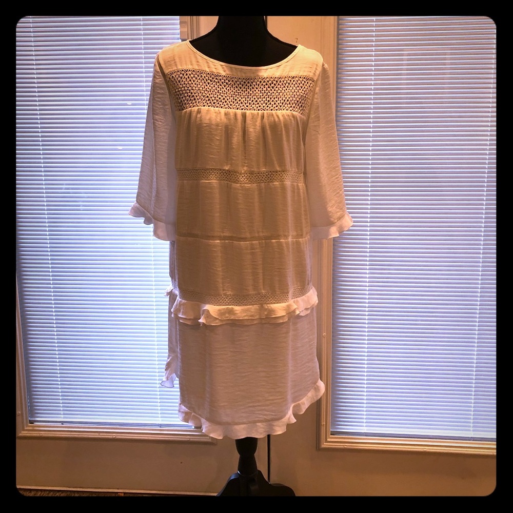 White shift dress